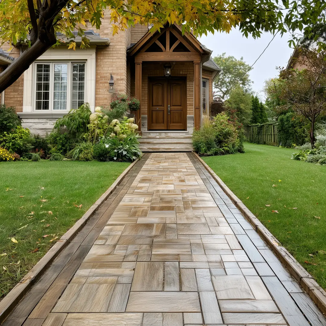 Repaired interlock walkway at a GTA home with level pavers and fresh polymeric sand joints