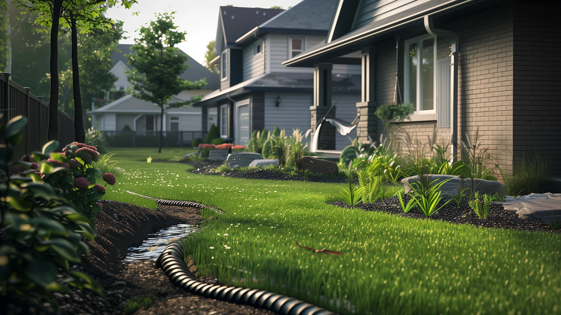 Yard drainage and grading work on a Toronto residential lot